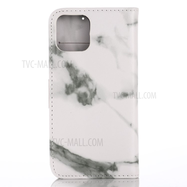 Marble Pattern Leather Protector Wallet Stand Case for iPhone 12 Max/Pro 6.1 inch - White-2