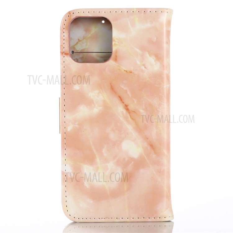 Marble Pattern Leather Protector Wallet Stand Case for iPhone 12 Pro/12 - Pink-2
