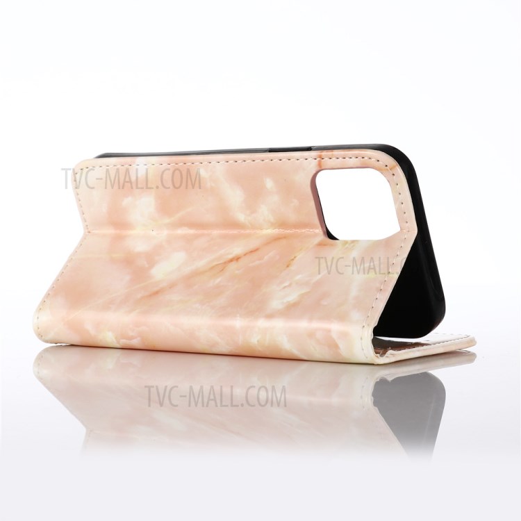 Marble Pattern Leather Protector Wallet Stand Case for iPhone 12 Pro/12 - Pink-4