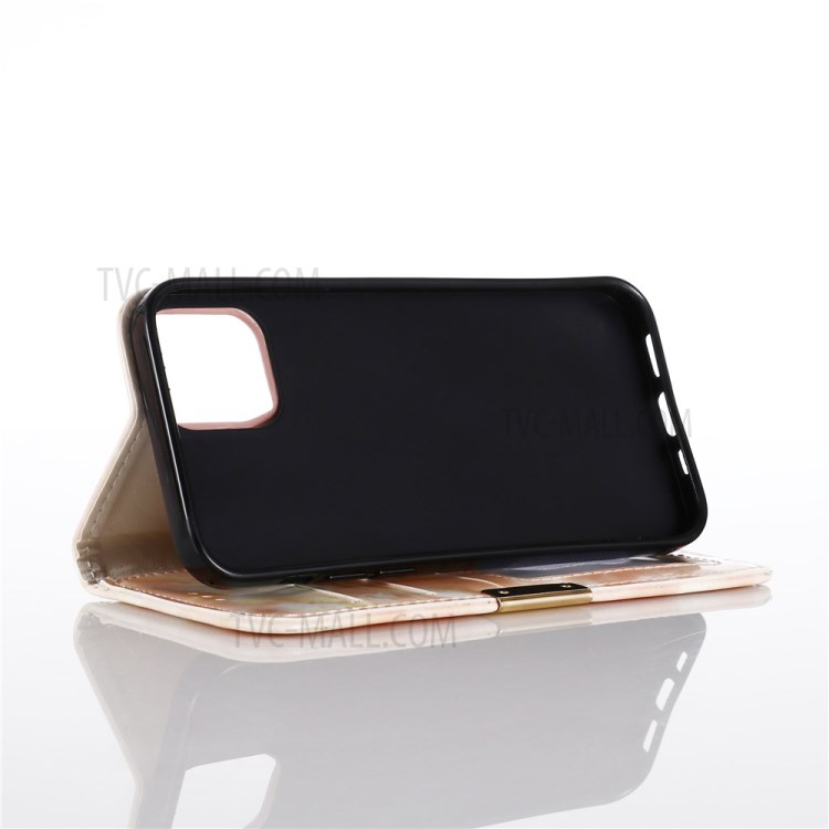 Marble Pattern Leather Protector Wallet Stand Case for iPhone 12 Pro/12 - Pink-5