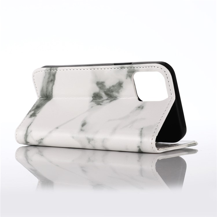 Marble Pattern Leather Protector Wallet Stand Shell for iPhone 12 Pro Max 6.7 inch - White-4