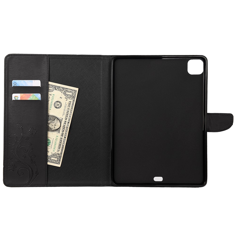 Butterflies Imprint Wallet Stand Flip Leather Tablet Cover for iPad Pro 11-inch (2020)/(2018) - Black-4