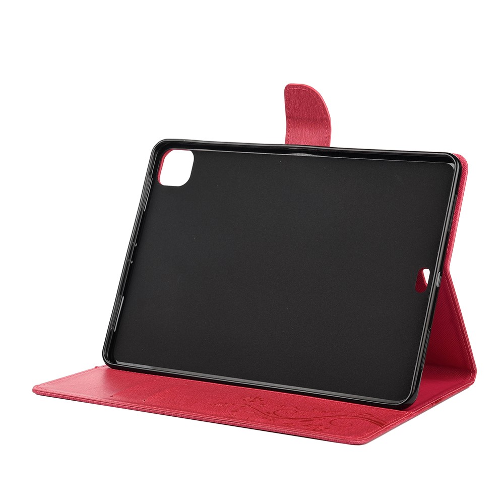 Butterflies Imprint Wallet Stand Flip Leather Tablet Cover for iPad Pro 11-inch (2020)/(2018) - Red-5