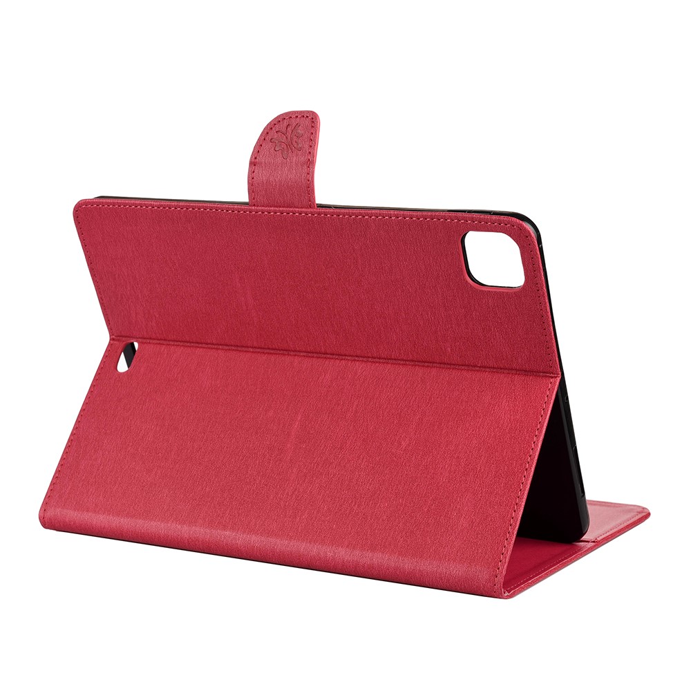 Butterflies Imprint Wallet Stand Flip Leather Tablet Cover for iPad Pro 11-inch (2020)/(2018) - Red-6