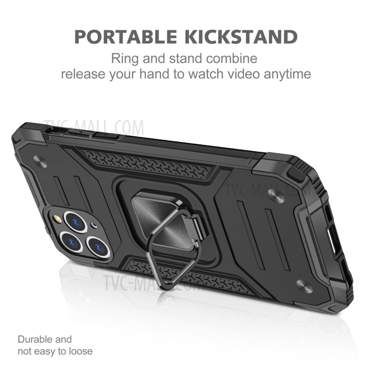 Armor Style Ring Kickstand Detachable TPU + PC Hybrid Cover with Metal Sheet for iPhone 11 Pro 5.8 inch - Black-4