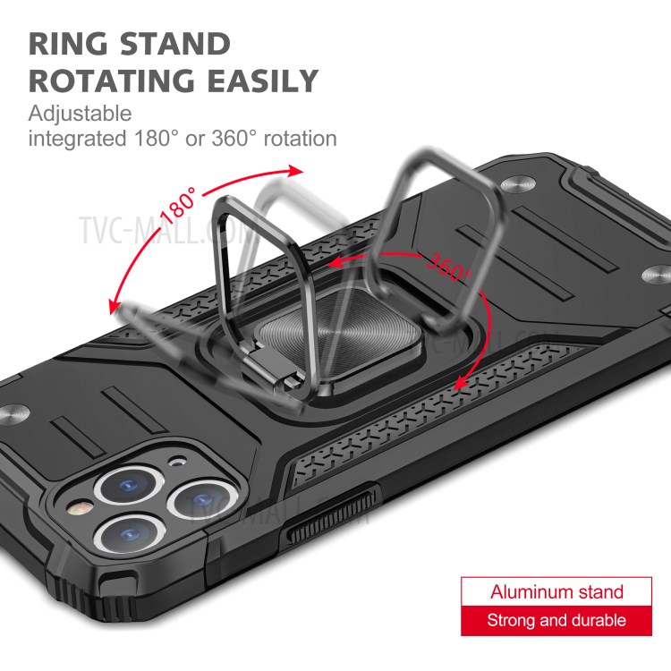 Armor Style Ring Kickstand Detachable TPU + PC Hybrid Cover with Metal Sheet for iPhone 11 Pro 5.8 inch - Black-5