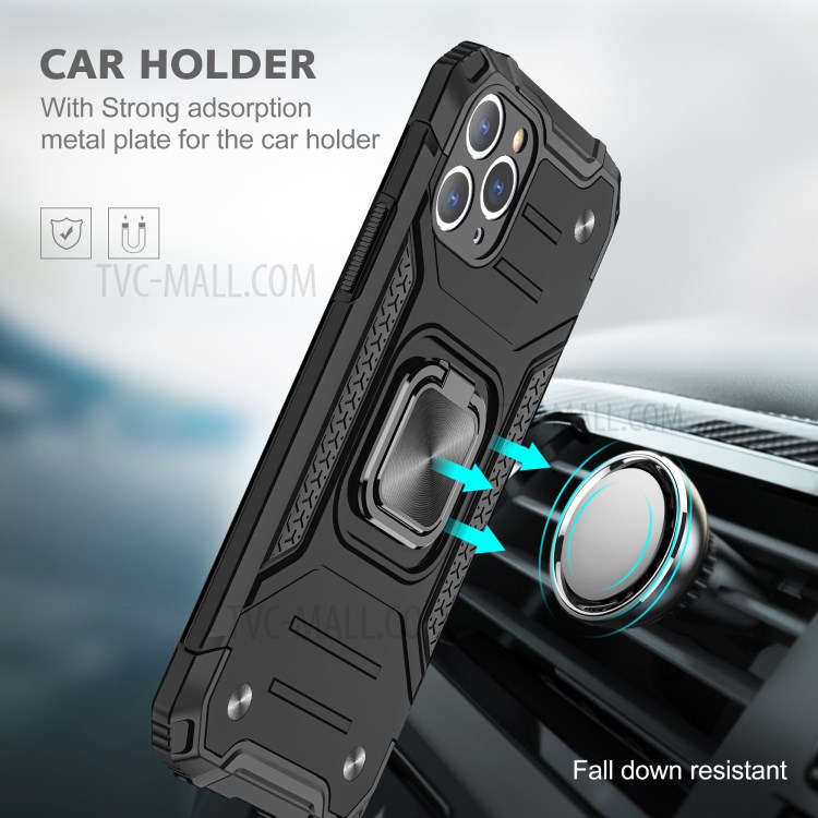 Armor Style Ring Kickstand Detachable TPU + PC Hybrid Cover with Metal Sheet for iPhone 11 Pro 5.8 inch - Black-6