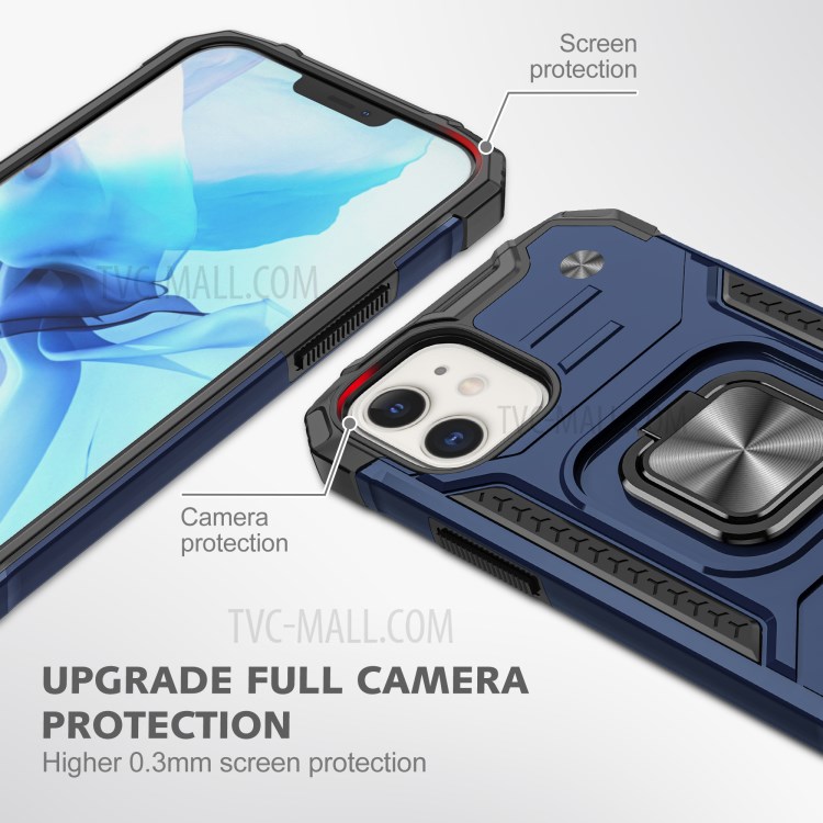 Detachable 2-in-1 Armor Style Kickstand TPU + PC Shell with Metal Sheet for iPhone 12 mini - Blue-2