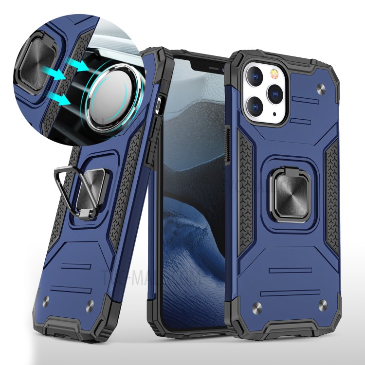 Detachable 2-in-1 Armor Style Kickstand TPU + PC Shell with Metal Sheet for iPhone 12 Pro Max - Blue-1