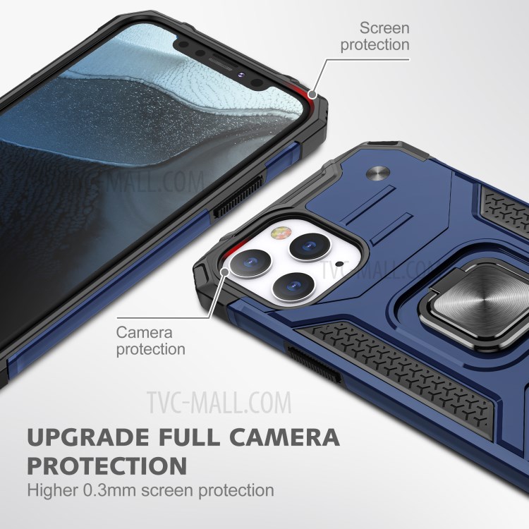 Detachable 2-in-1 Armor Style Kickstand TPU + PC Shell with Metal Sheet for iPhone 12 Pro Max - Blue-2