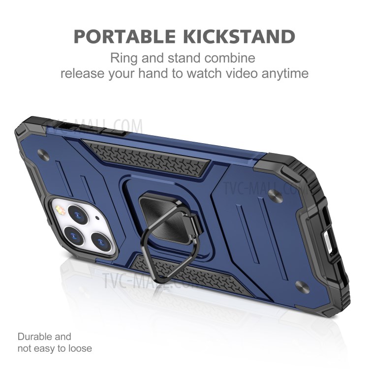 Detachable 2-in-1 Armor Style Kickstand TPU + PC Shell with Metal Sheet for iPhone 12 Pro Max - Blue-4