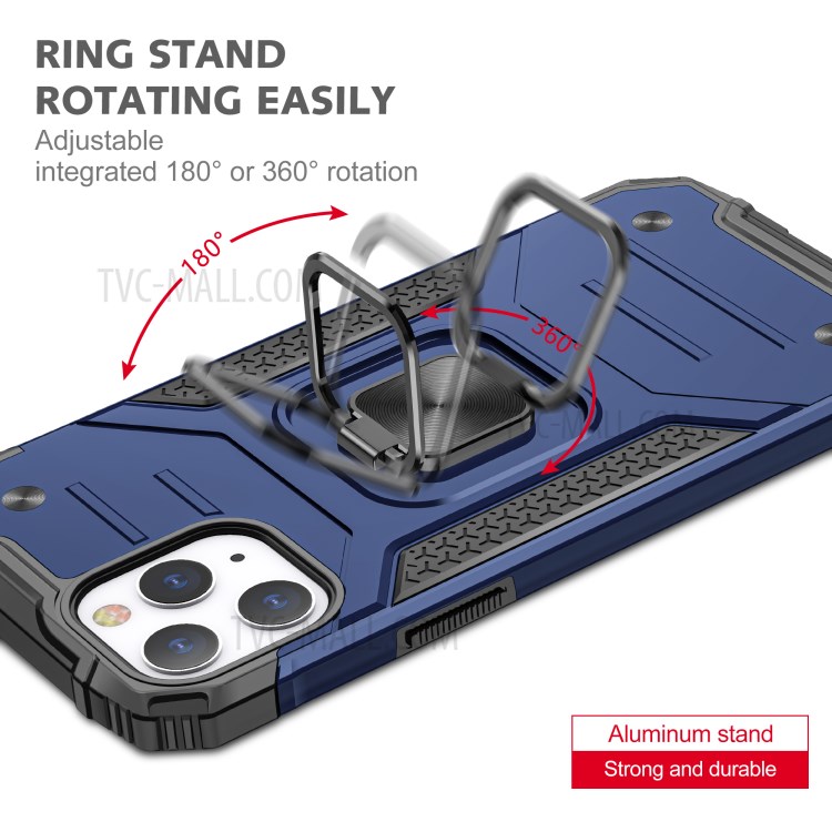 Detachable 2-in-1 Armor Style Kickstand TPU + PC Shell with Metal Sheet for iPhone 12 Pro Max - Blue-5