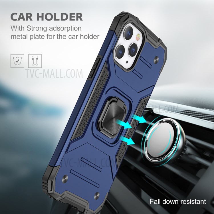Detachable 2-in-1 Armor Style Kickstand TPU + PC Shell with Metal Sheet for iPhone 12 Pro Max - Blue-6
