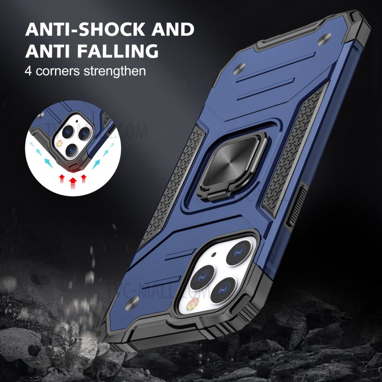 Detachable 2-in-1 Armor Style Kickstand TPU + PC Shell with Metal Sheet for iPhone 12 Pro Max - Blue-7