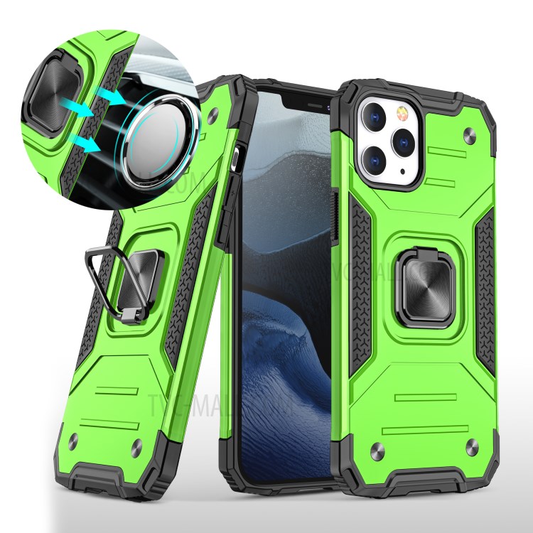 Detachable 2-in-1 Armor Style Kickstand TPU + PC Shell with Metal Sheet for iPhone 12 Pro Max - Green-1