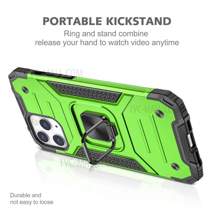 Detachable 2-in-1 Armor Style Kickstand TPU + PC Shell with Metal Sheet for iPhone 12 Pro Max - Green-4