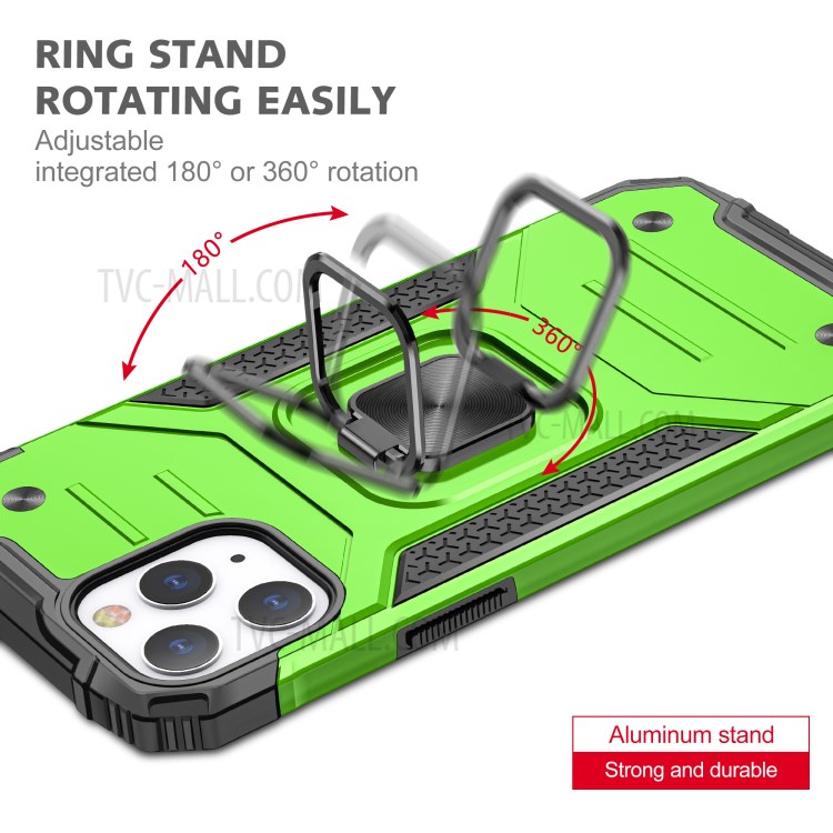 Detachable 2-in-1 Armor Style Kickstand TPU + PC Shell with Metal Sheet for iPhone 12 Pro Max - Green-5