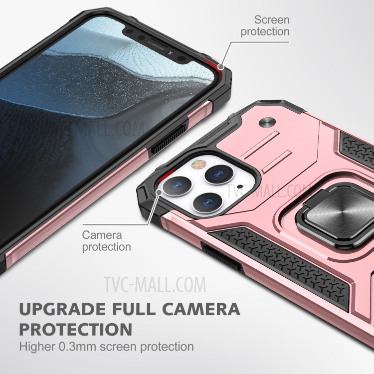 Detachable 2-in-1 Armor Style Kickstand TPU + PC Shell with Metal Sheet for iPhone 12 Pro Max - Rose Gold-2