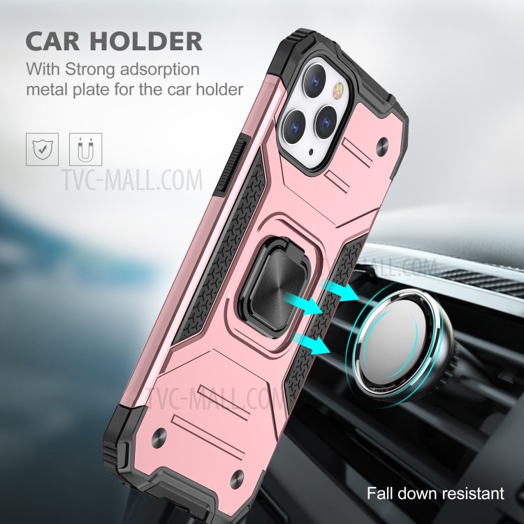 Detachable 2-in-1 Armor Style Kickstand TPU + PC Shell with Metal Sheet for iPhone 12 Pro Max - Rose Gold-6