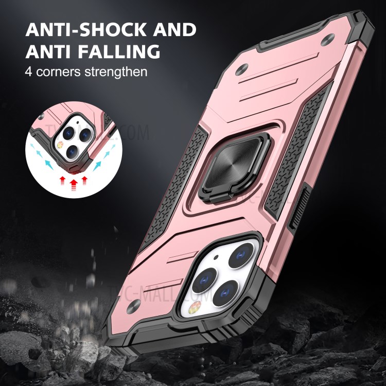 Detachable 2-in-1 Armor Style Kickstand TPU + PC Shell with Metal Sheet for iPhone 12 Pro Max - Rose Gold-7