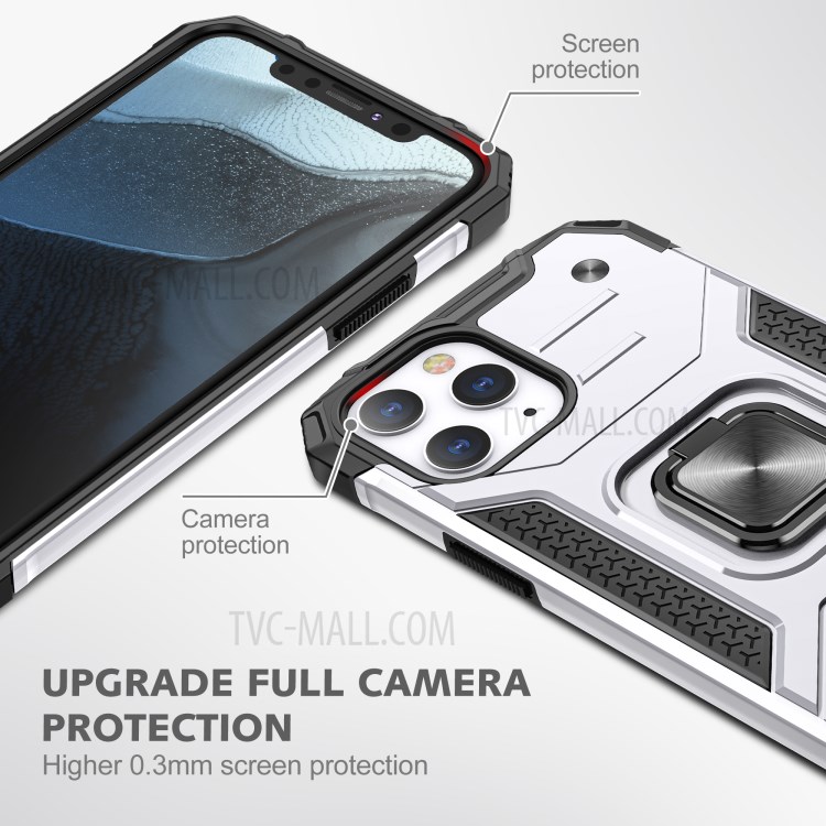 Detachable 2-in-1 Armor Style Kickstand TPU + PC Shell with Metal Sheet for iPhone 12 Pro Max - Silver-2