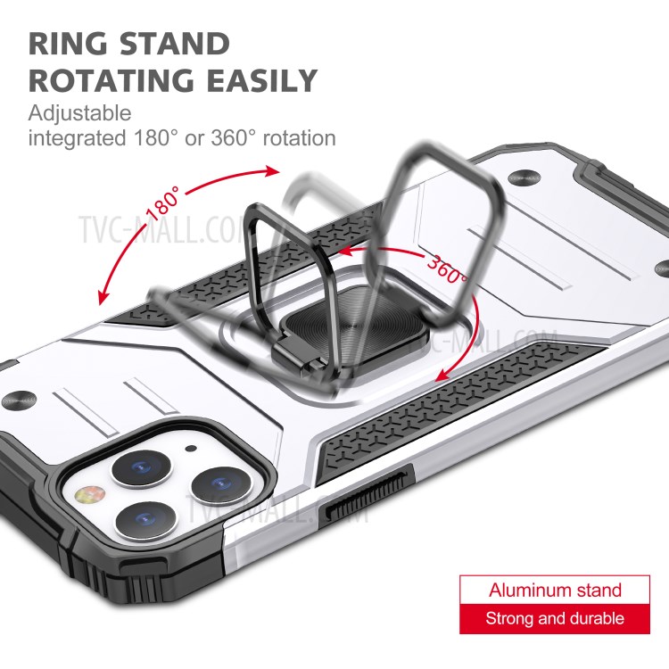 Detachable 2-in-1 Armor Style Kickstand TPU + PC Shell with Metal Sheet for iPhone 12 Pro Max - Silver-5