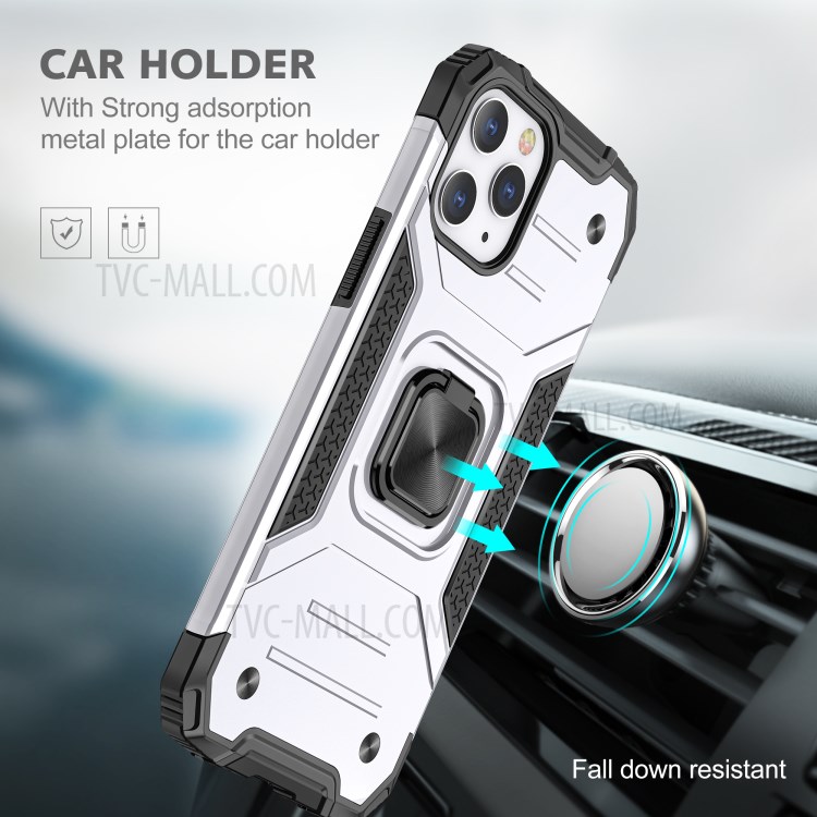 Detachable 2-in-1 Armor Style Kickstand TPU + PC Shell with Metal Sheet for iPhone 12 Pro Max - Silver-6