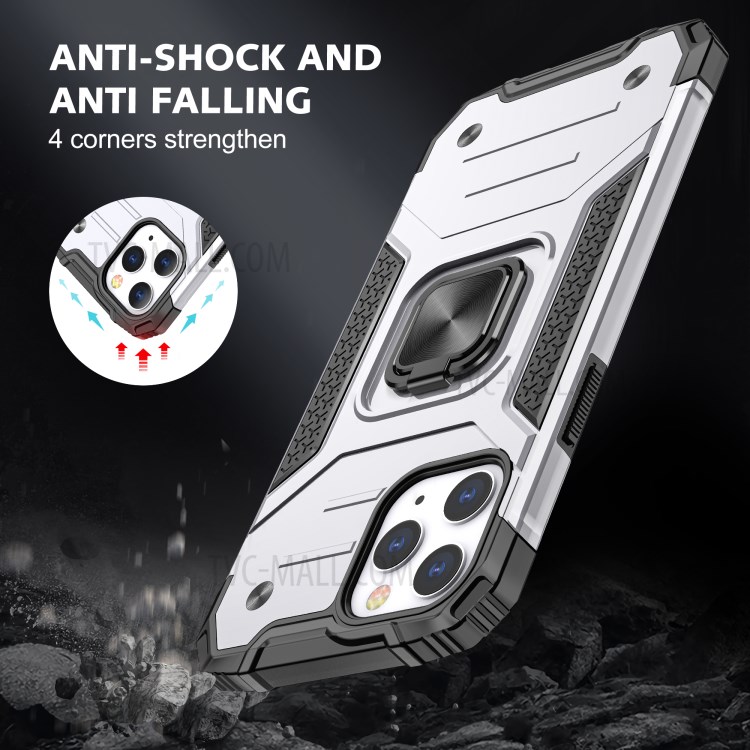 Detachable 2-in-1 Armor Style Kickstand TPU + PC Shell with Metal Sheet for iPhone 12 Pro Max - Silver-7