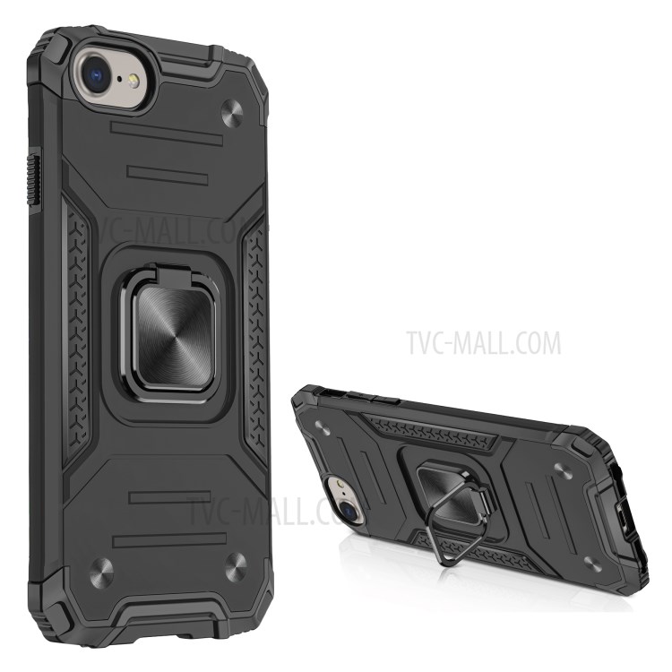 Detachable 2-in-1 Armor Style Kickstand TPU + PC Shell with Metal Sheet for iPhone 8 / 7 / SE (2nd Generation) - Black-1