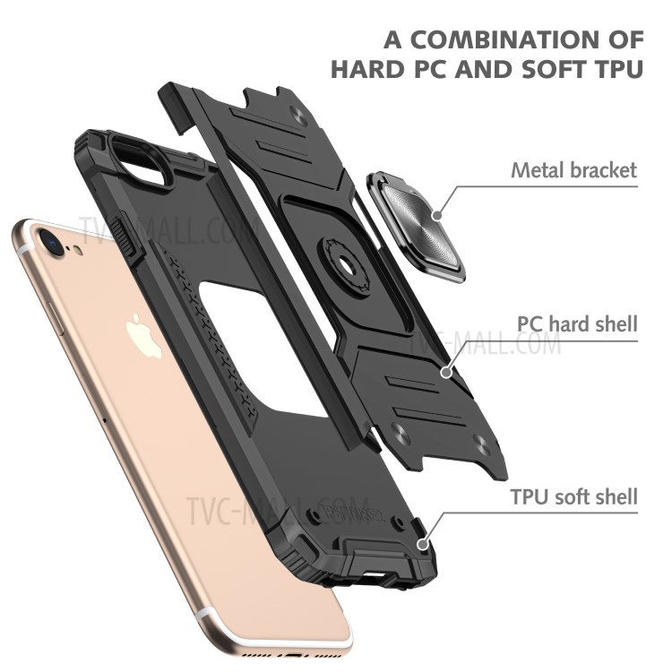 Detachable 2-in-1 Armor Style Kickstand TPU + PC Shell with Metal Sheet for iPhone 8 / 7 / SE (2nd Generation) - Black-4