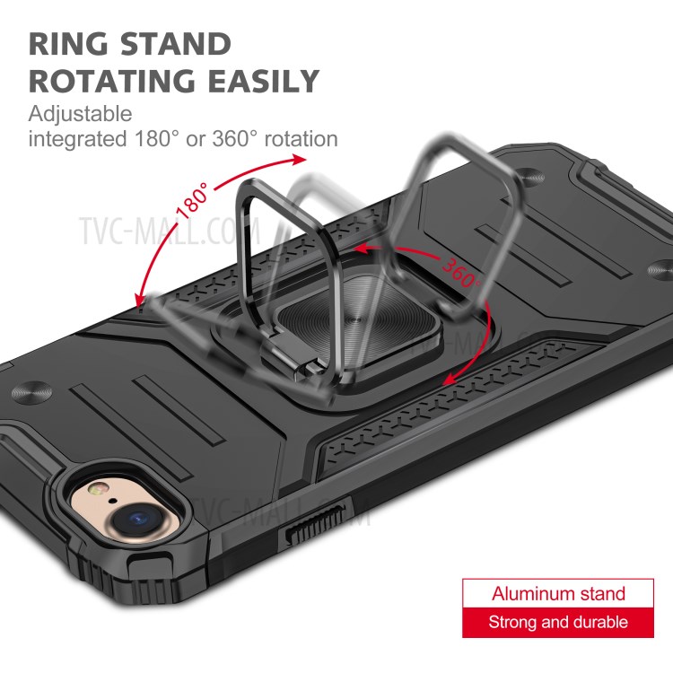 Detachable 2-in-1 Armor Style Kickstand TPU + PC Shell with Metal Sheet for iPhone 8 / 7 / SE (2nd Generation) - Black-6