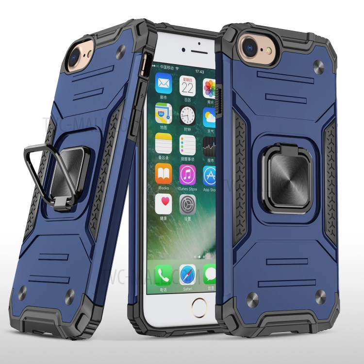 Detachable 2-in-1 Armor Style Kickstand TPU + PC Shell with Metal Sheet for iPhone 8 / 7 / SE (2nd Generation) - Blue-2