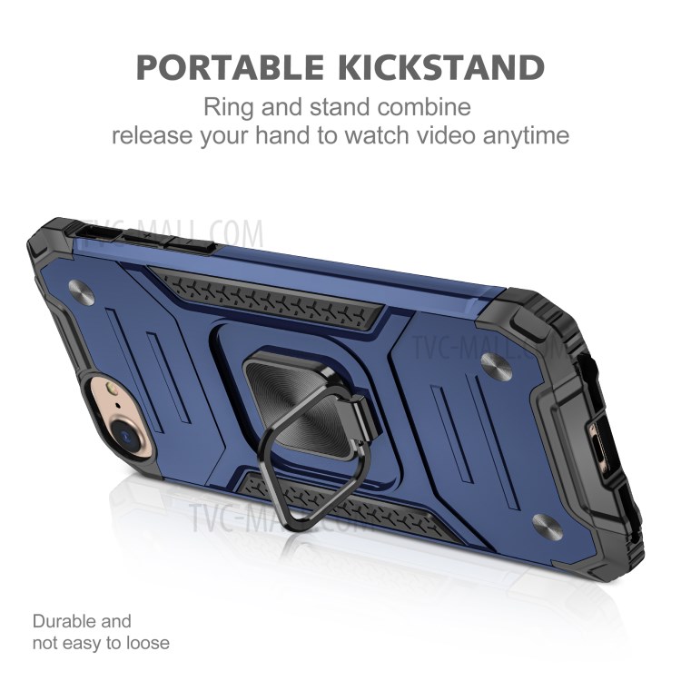 Detachable 2-in-1 Armor Style Kickstand TPU + PC Shell with Metal Sheet for iPhone 8 / 7 / SE (2nd Generation) - Blue-5