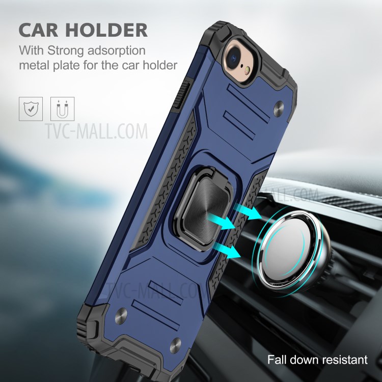 Detachable 2-in-1 Armor Style Kickstand TPU + PC Shell with Metal Sheet for iPhone 8 / 7 / SE (2nd Generation) - Blue-7