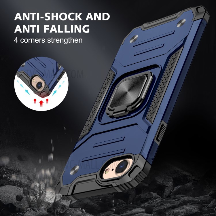 Detachable 2-in-1 Armor Style Kickstand TPU + PC Shell with Metal Sheet for iPhone 8 / 7 / SE (2nd Generation) - Blue-8