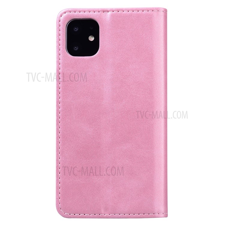 Business Style Splicing Shell Auto-absorbed Leather Case with Card Holder for iPhone 12 Pro/12 - Rose Gold-3