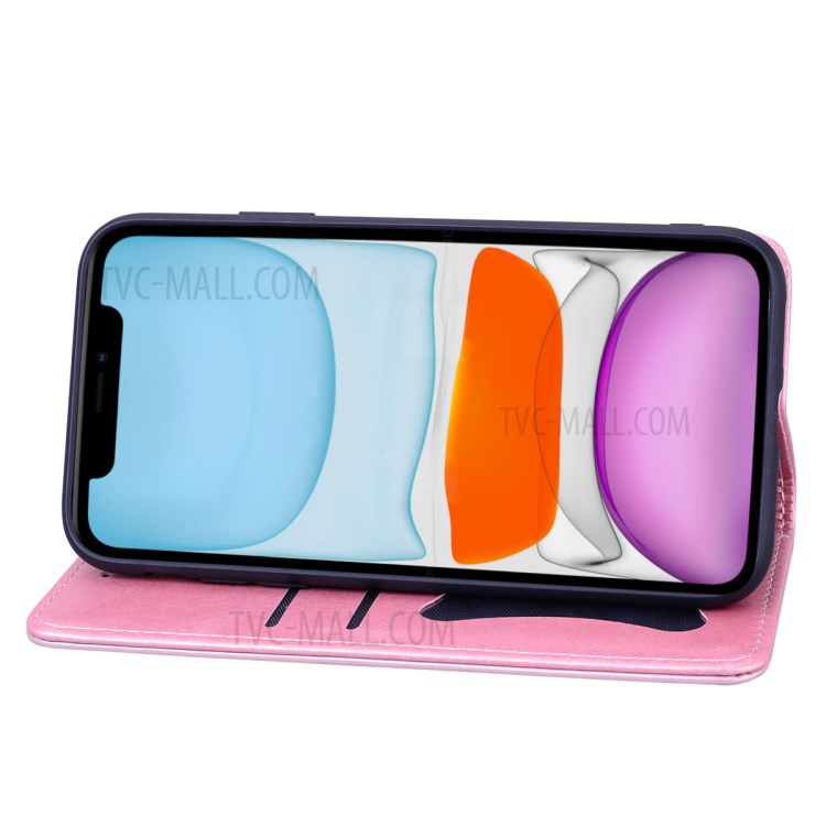Business Style Splicing Shell Auto-absorbed Leather Case with Card Holder for iPhone 12 Pro/12 - Rose Gold-4