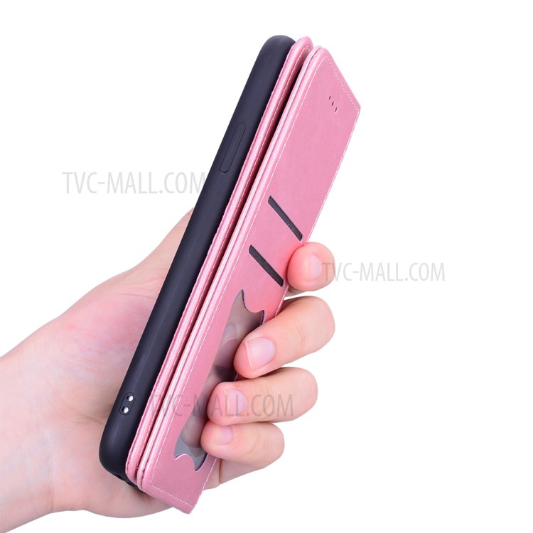 Business Style Splicing Shell Auto-absorbed Leather Case with Card Holder for iPhone 12 Pro/12 - Rose Gold-6