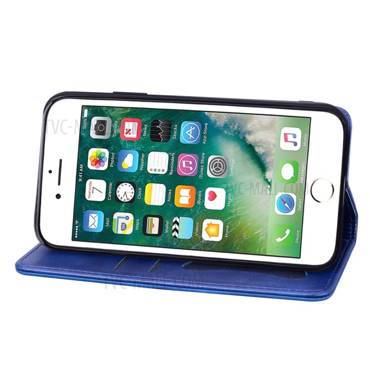 Business Style Splicing Shell Auto-absorbed Leather Wallet Case for iPhone 7/8/SE (2nd Generation) - Baby Blue-4
