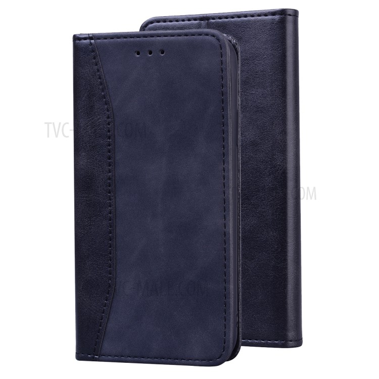 Business Style Splicing Shell Auto-absorbed Leather Wallet Case for iPhone 12 mini - Black-1
