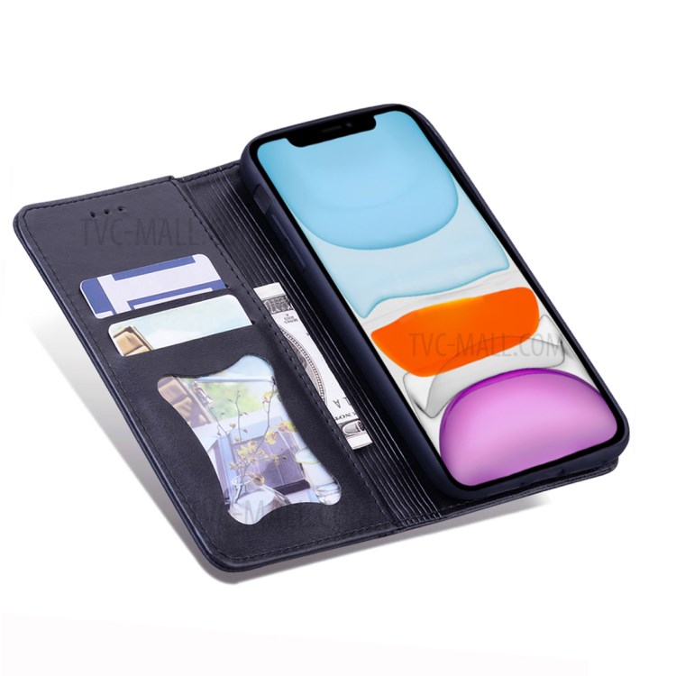 Business Style Splicing Shell Auto-absorbed Leather Wallet Case for iPhone 12 mini - Black-5