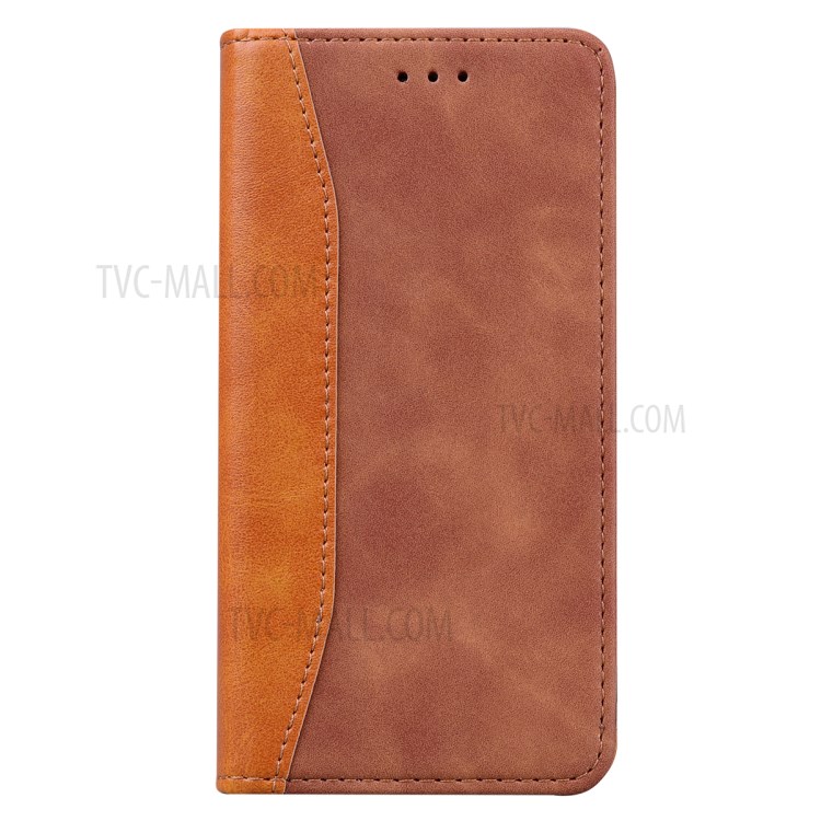 Business Style Splicing Protector Auto-absorbed Leather Wallet Case for iPhone 12 Pro Max 6.7 inch - Brown-2