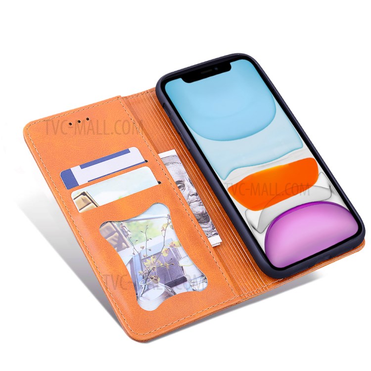 Business Style Splicing Protector Auto-absorbed Leather Wallet Case for iPhone 12 Pro Max 6.7 inch - Brown-5