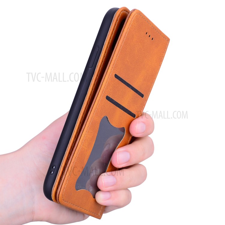 Business Style Splicing Protector Auto-absorbed Leather Wallet Case for iPhone 12 Pro Max 6.7 inch - Brown-6