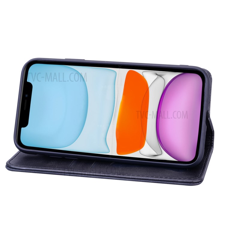 Business Style Splicing Stand Shell Auto-absorbed Leather Case for iPhone X/XS 5.8 inch - Dark Blue-4