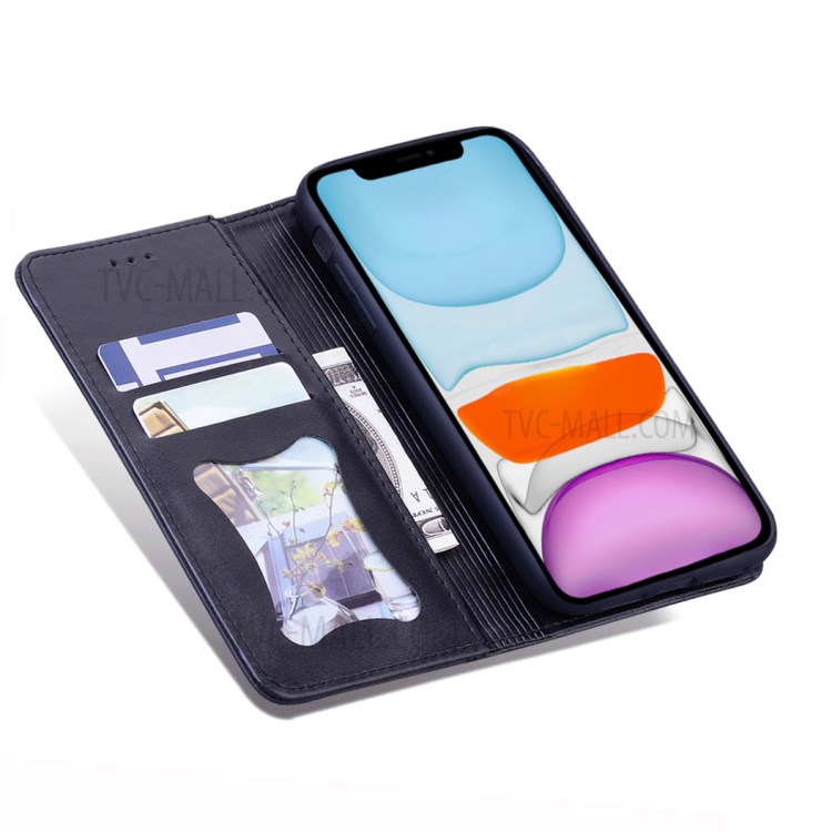 Business Style Splicing Stand Shell Auto-absorbed Leather Case for iPhone X/XS 5.8 inch - Dark Blue-6