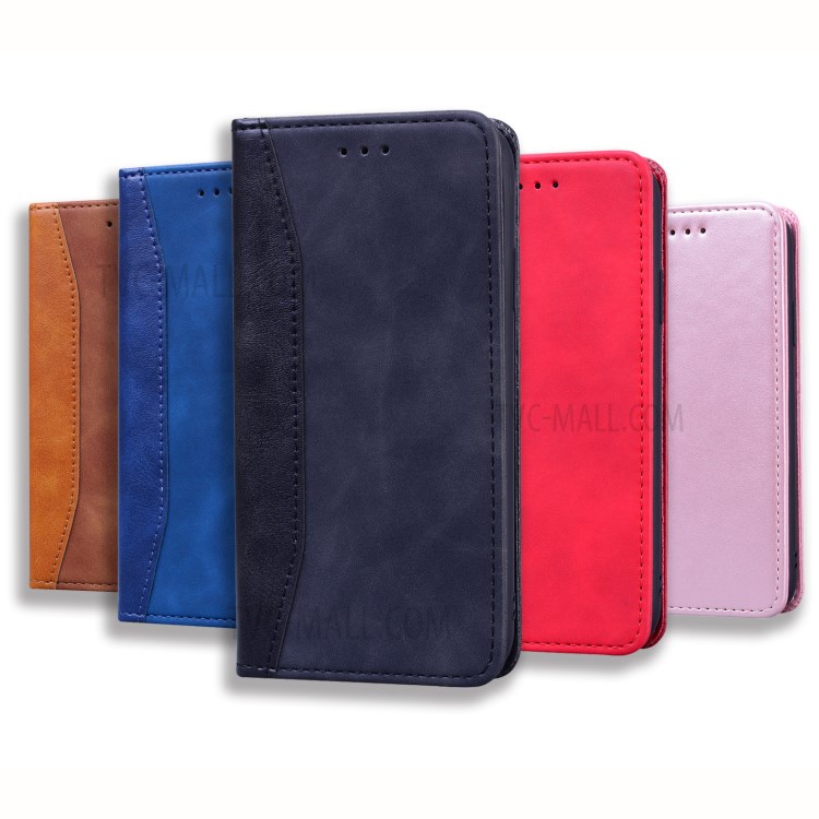 Business Style Splicing Stand Auto-absorbed Leather Protector Case for iPhone XS Max 6.5 inch - Dark Blue-11