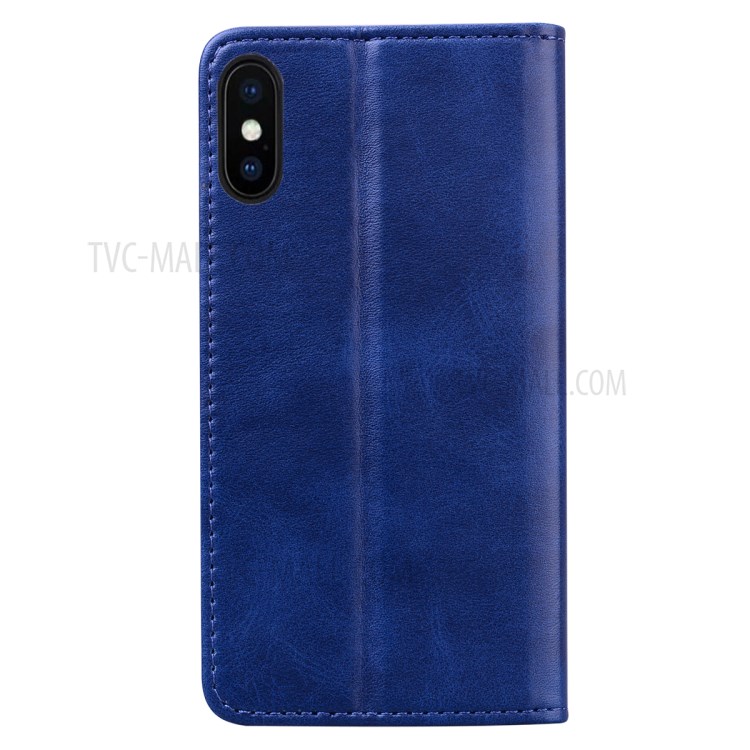 Business Style Splicing Stand Auto-absorbed Leather Protector Case for iPhone XS Max 6.5 inch - Baby Blue-3