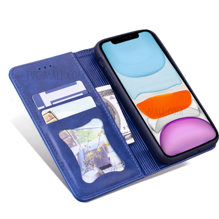 Business Style Splicing Stand Auto-absorbed Leather Protector Case for iPhone XS Max 6.5 inch - Baby Blue-6