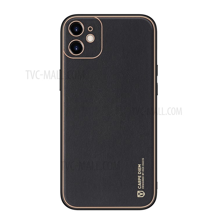 DUX DUCIS YOLO Series Electroplating PU Leather Coated TPU PC Combo Case for iPhone 12 5.4-inch - Black-2